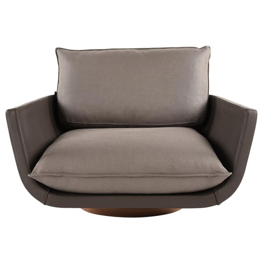 Rua Ipanema Lounge Chair by Yabu Pushelberg Anthracite Leather and Linen Blend