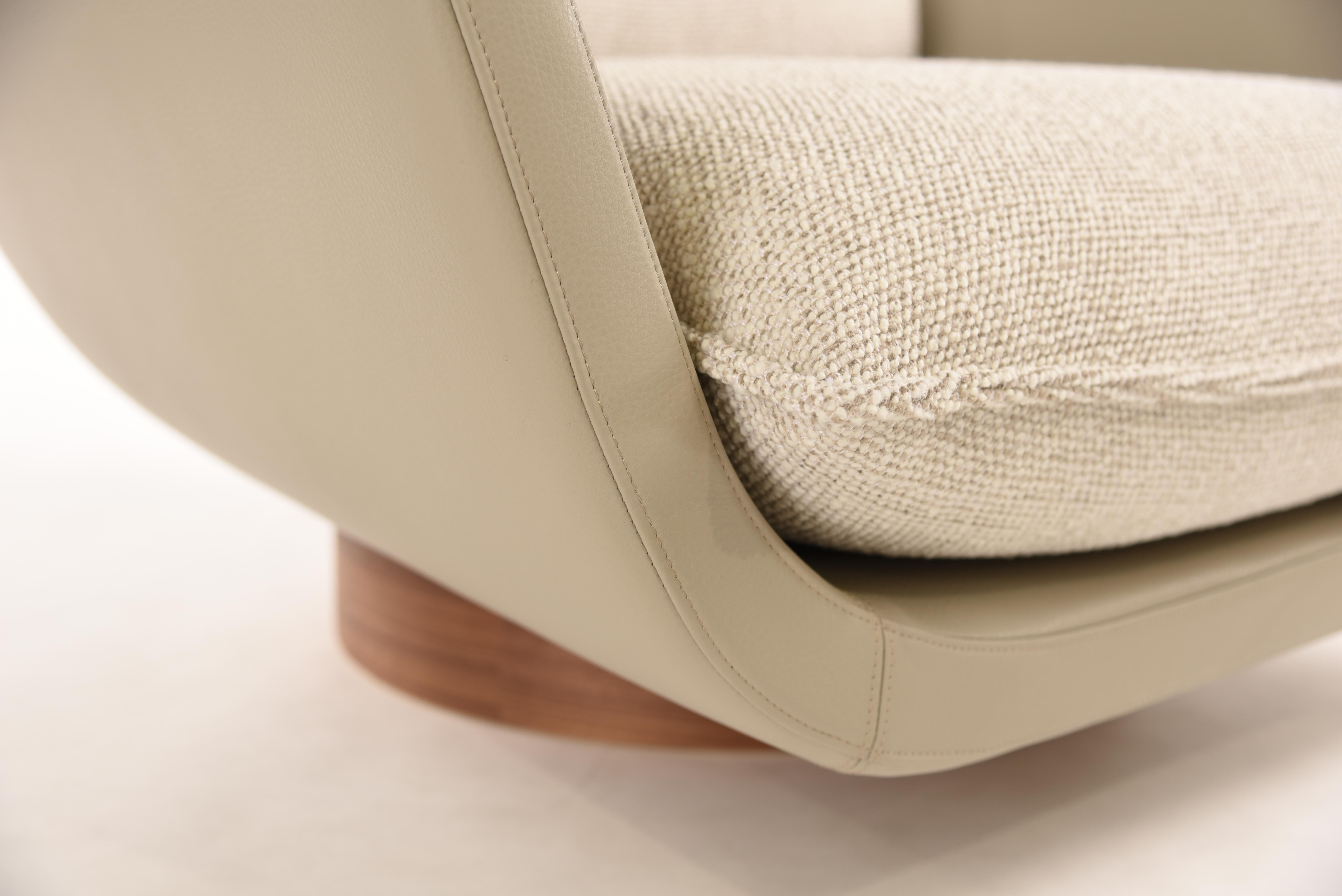 Modern Rua Ipanema Lounge Chair by Yabu Pushelberg in Leather and Fabric