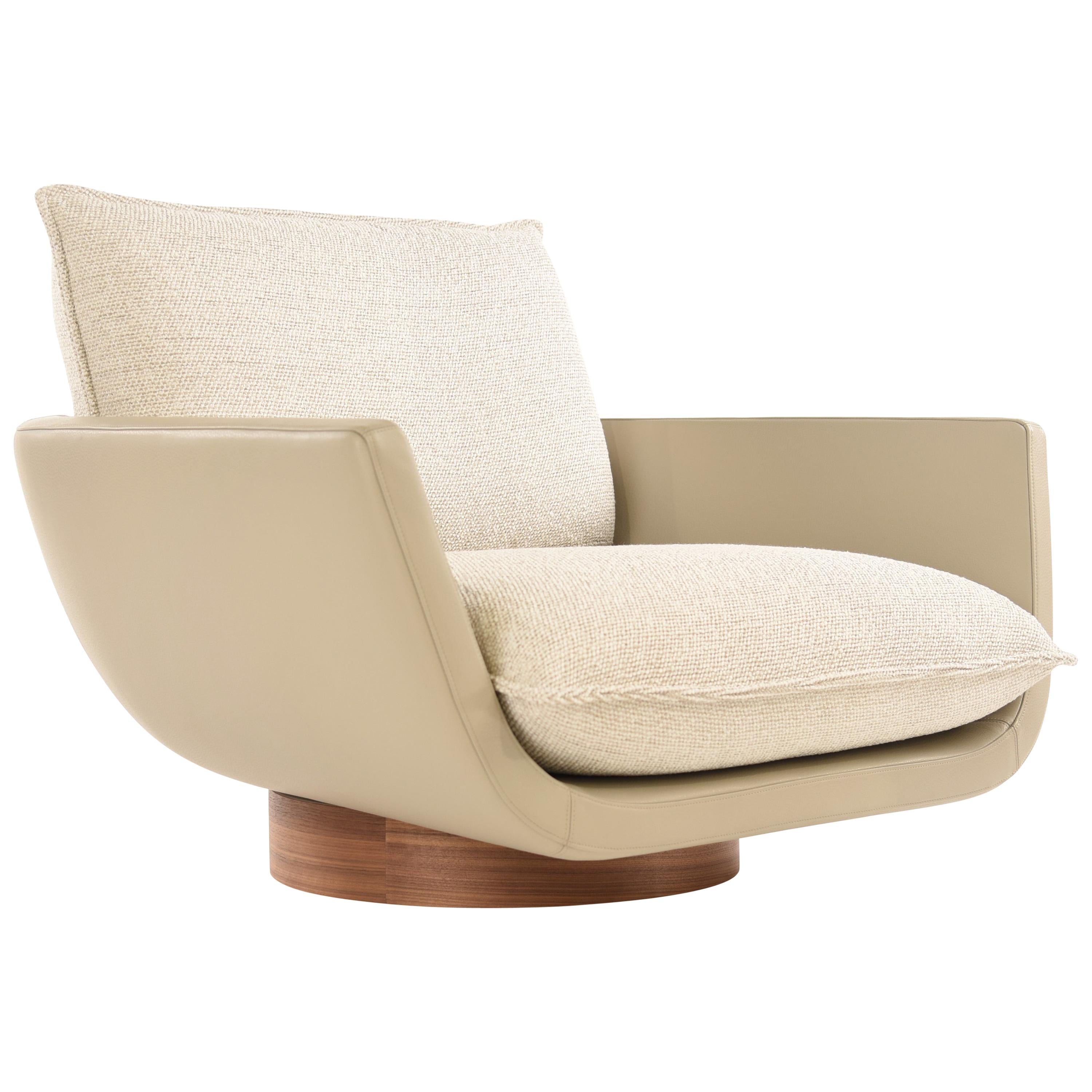 Rua Ipanema Lounge Chair by Yabu Pushelberg in Leather and Fabric