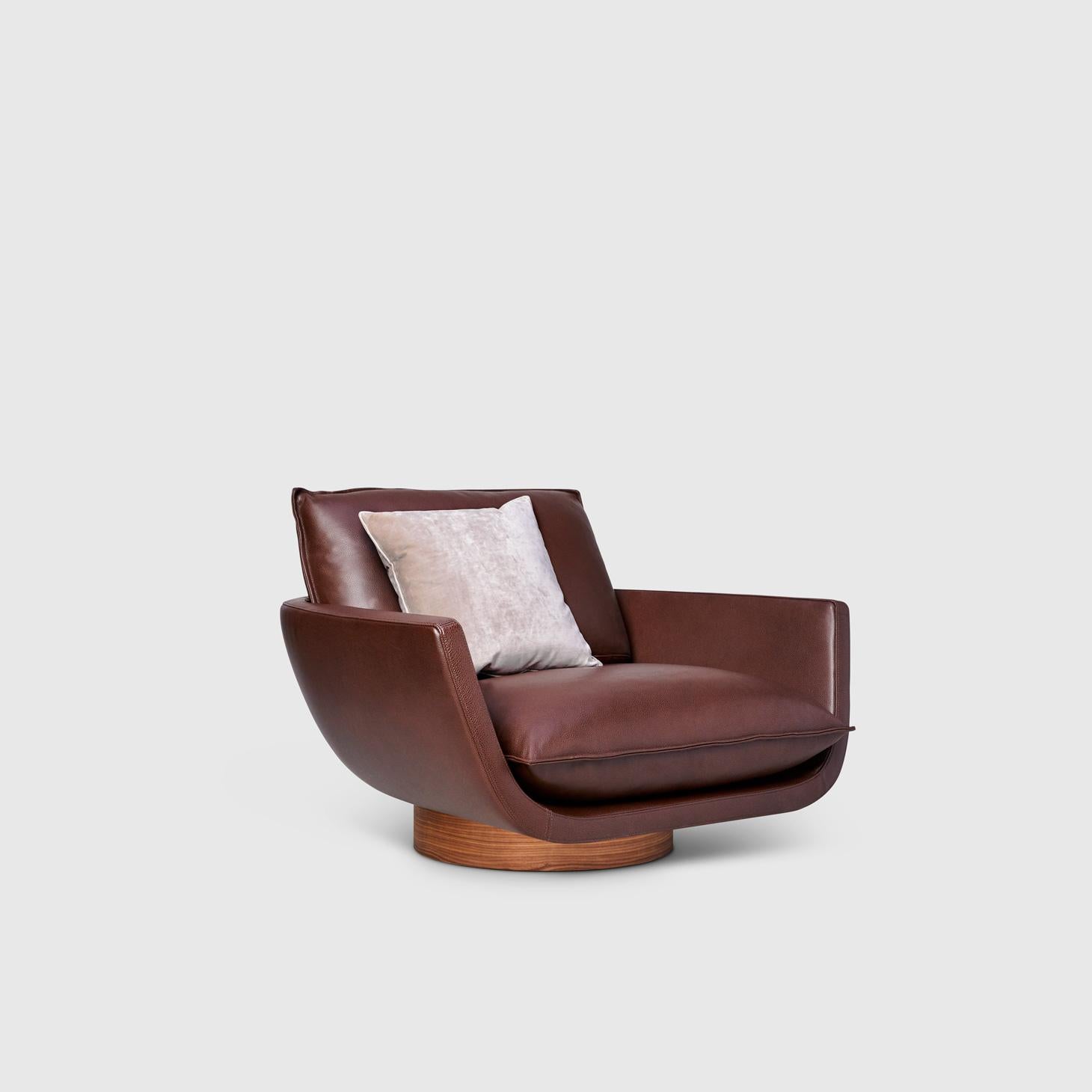 Modern Rua Ipanema Lounge Chair by Yabu Pushelberg in Rustic Nappa Leather