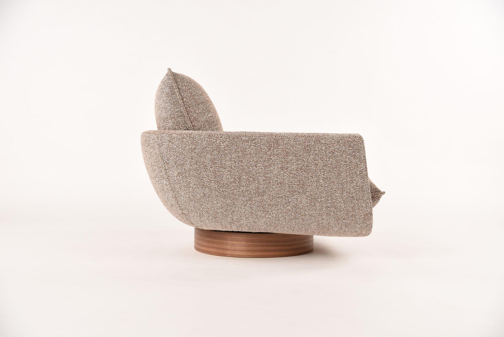 Modern Rua Ipanema Lounge Chair in Sumach Street Earth Fabric