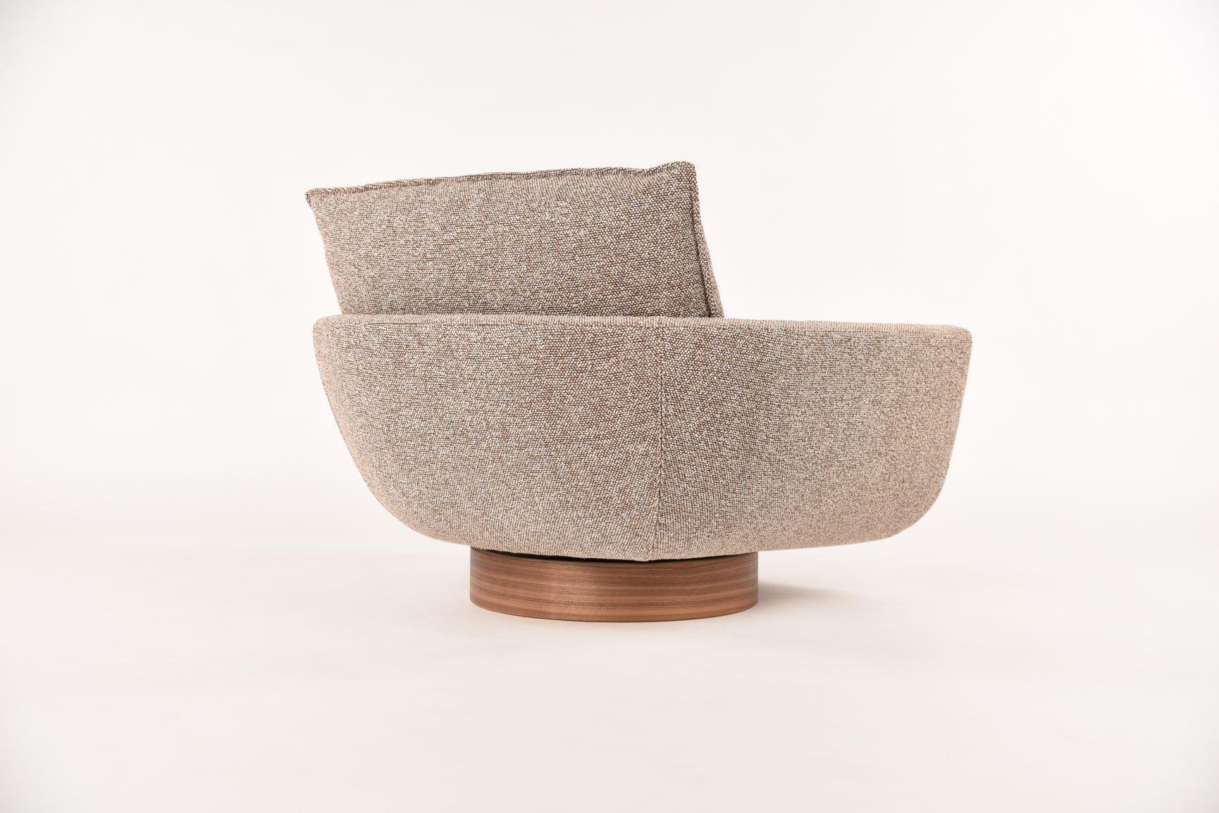 Italian Rua Ipanema Lounge Chair in Sumach Street Earth Fabric