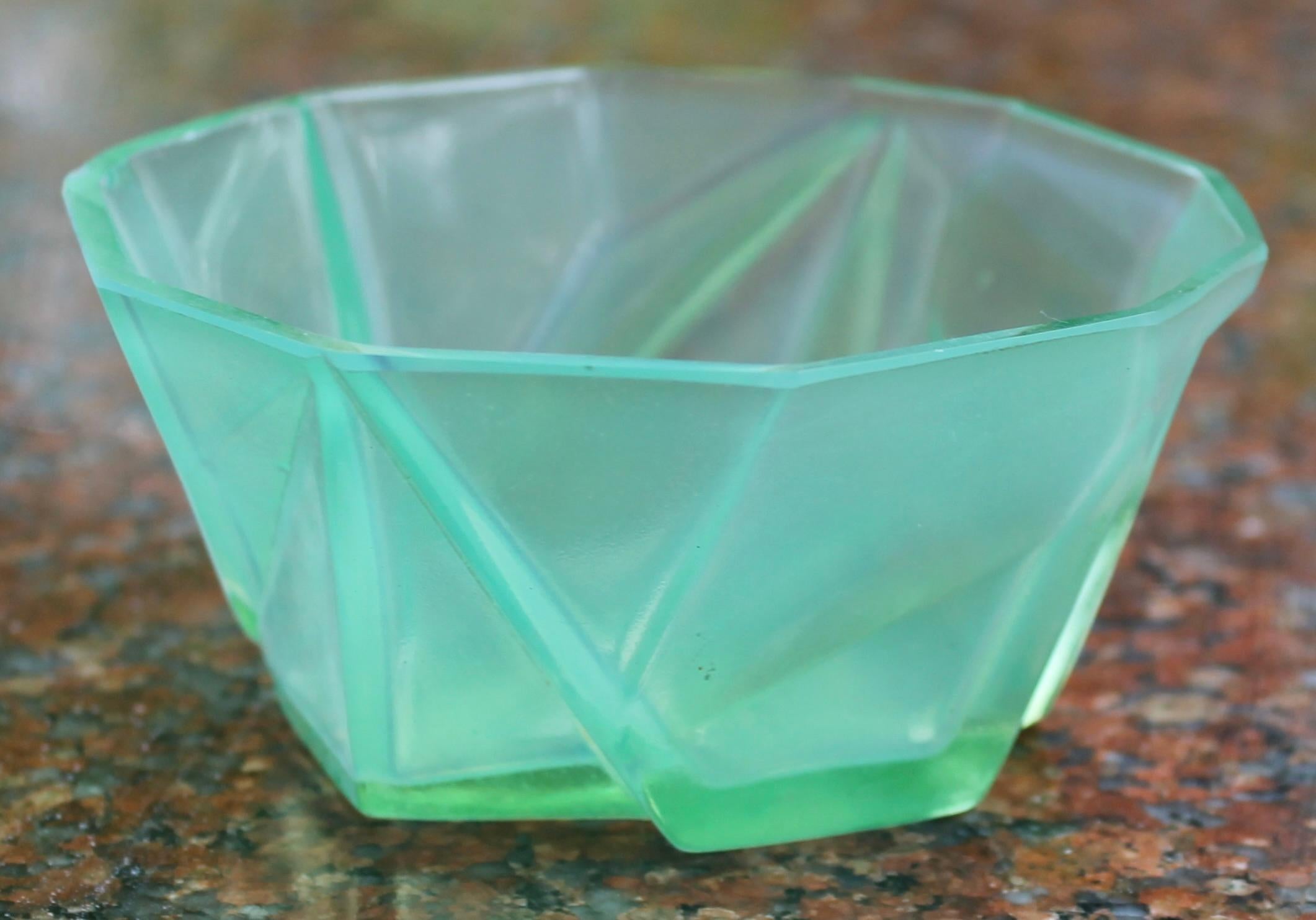 A small Ruba Rombic Bowl in Jade color.