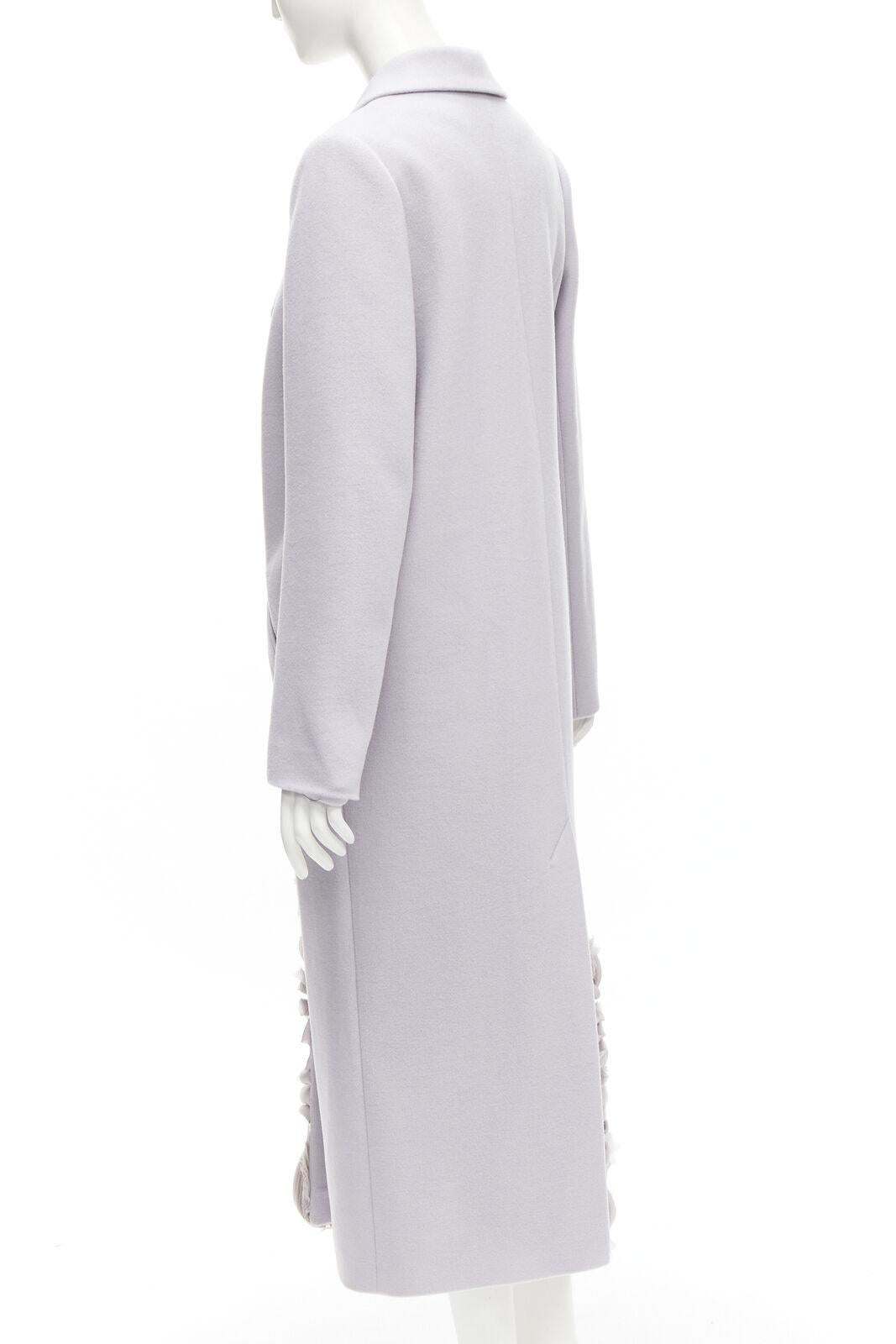 RUBAN ATELIER 100% cashmere lilac grey ruffle applique oversized coat XS For Sale 1