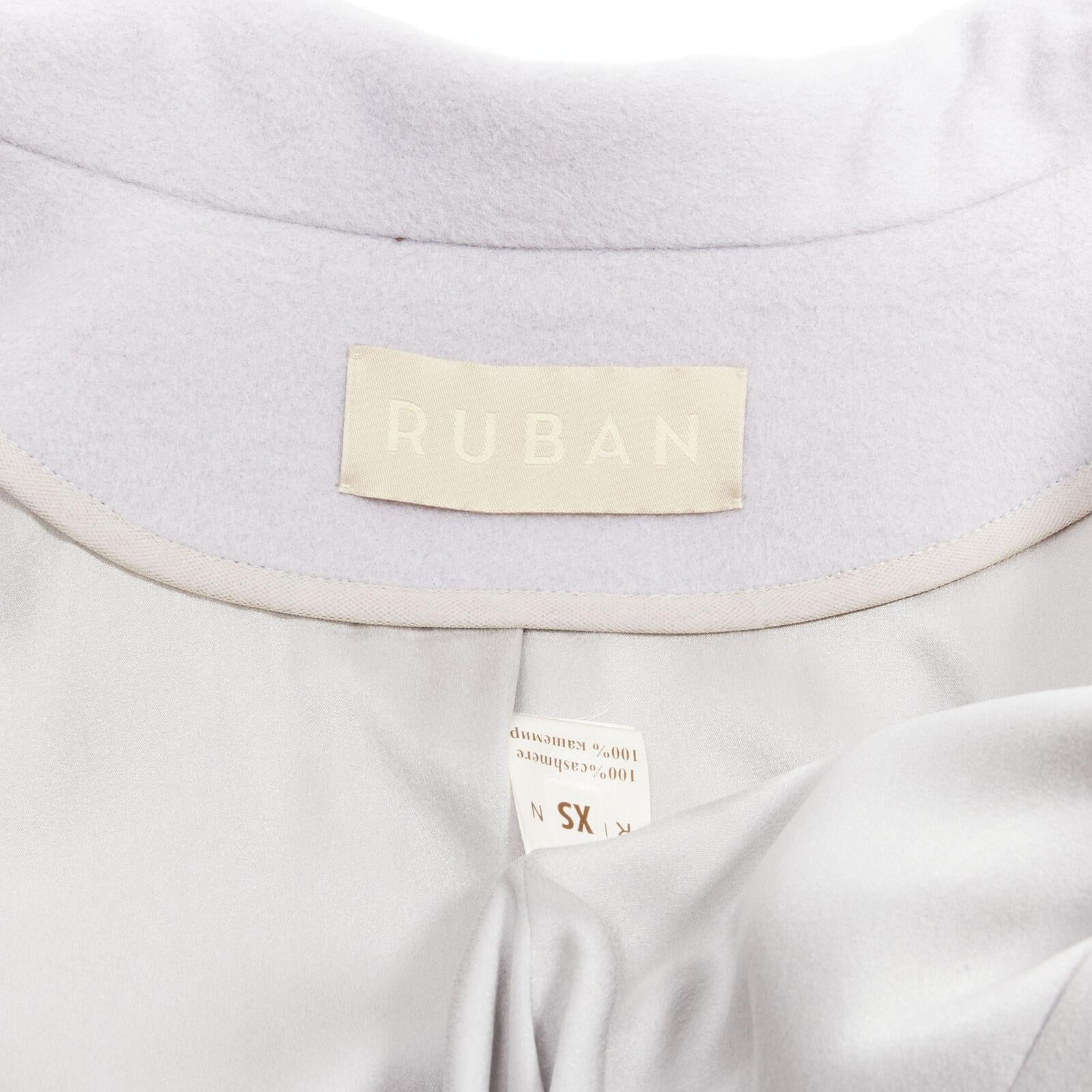 RUBAN ATELIER 100% cashmere lilac grey ruffle applique oversized coat XS For Sale 4