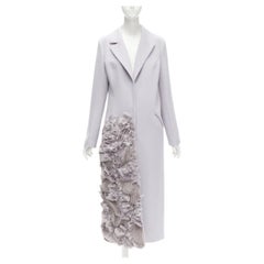 RUBAN ATELIER Cappotto oversize 100% cashmere grigio lilla con volant XS