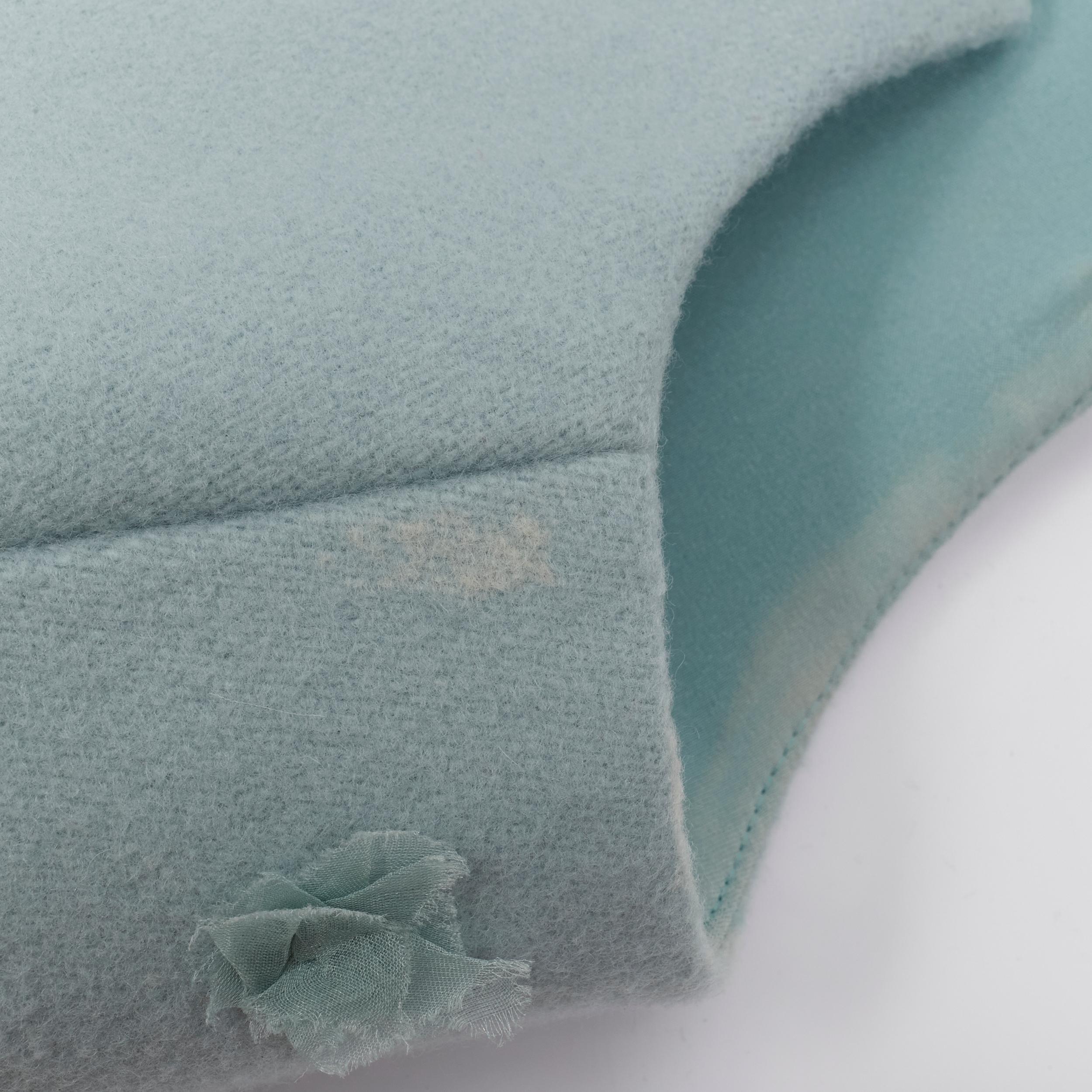 RUBAN Russia 100% wool light blue silk ruffle petal tie side cropped vest top XS 5