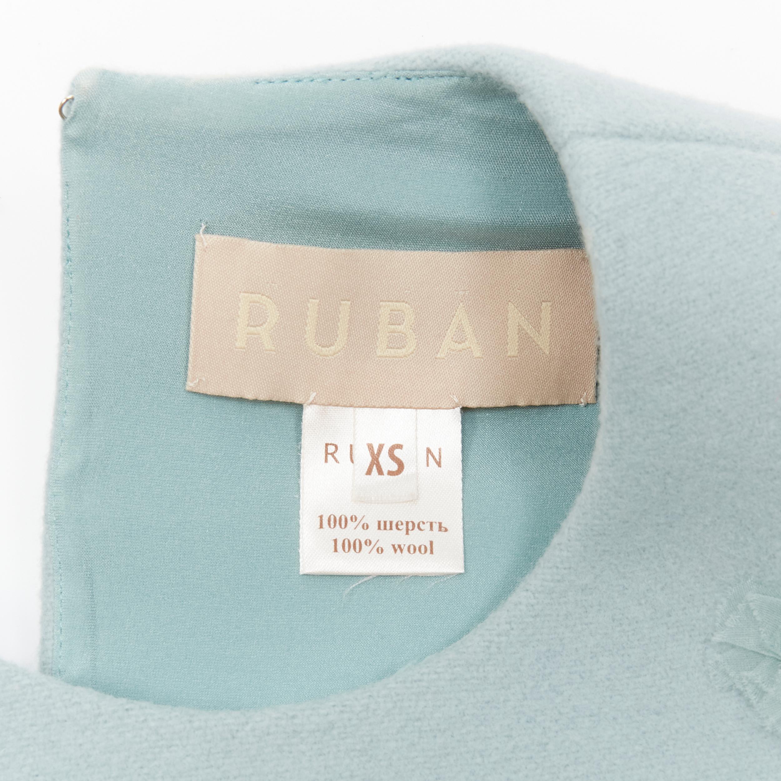 RUBAN Russia 100% wool light blue silk ruffle petal tie side cropped vest top XS 7