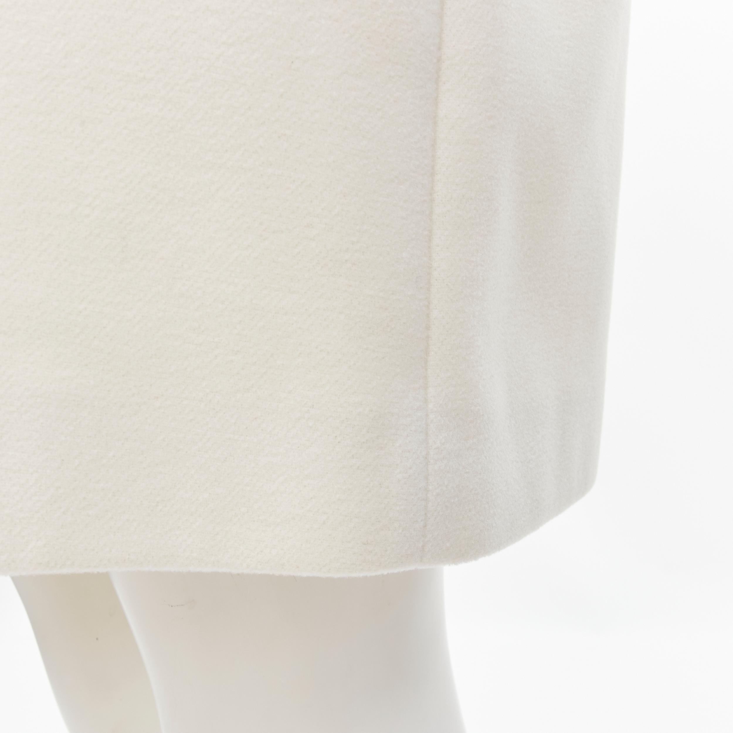 RUBAN Russia white cashmere wool minimal knee length work dress S For Sale 2