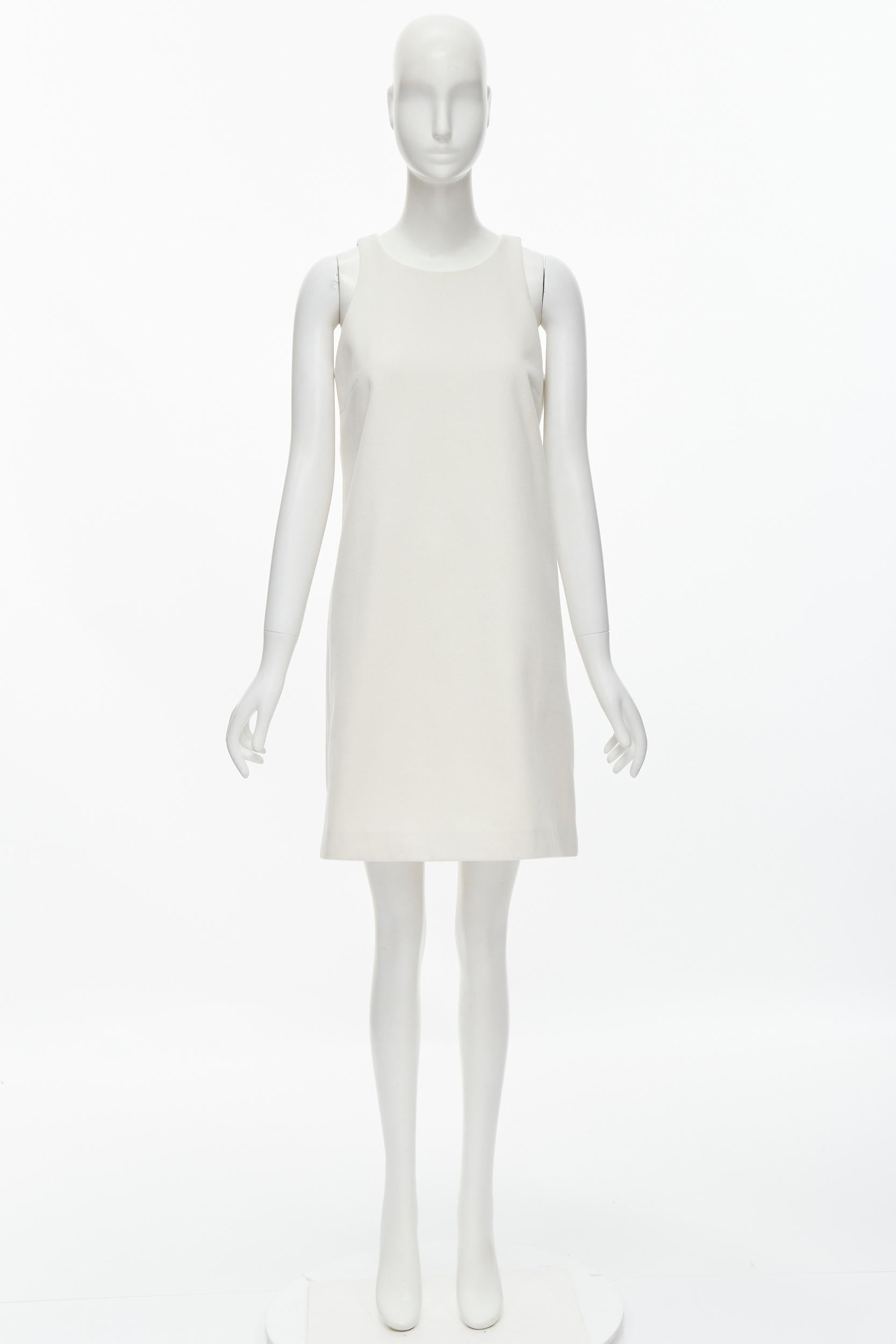 RUBAN Russia white cashmere wool minimal knee length work dress S For Sale 4