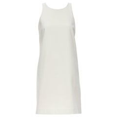 RUBAN Russia white cashmere wool minimal knee length work dress S
