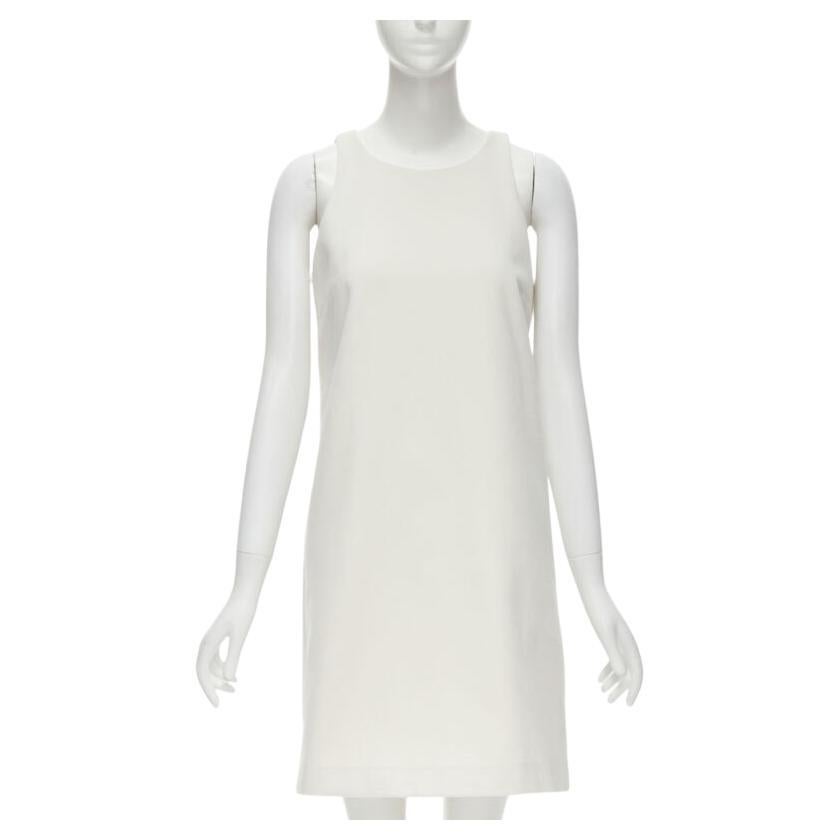 RUBAN Russia abito da lavoro al ginocchio minimal in lana cashmere bianca S.S. White