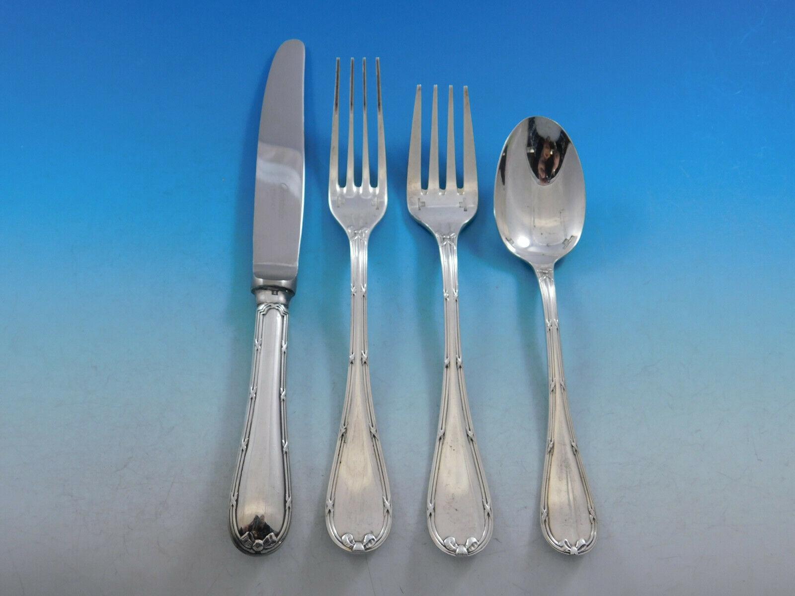 Rubans by Christofle France Silverplate Flatware Set 8 Service Dinner 80 Pcs In Excellent Condition In Big Bend, WI