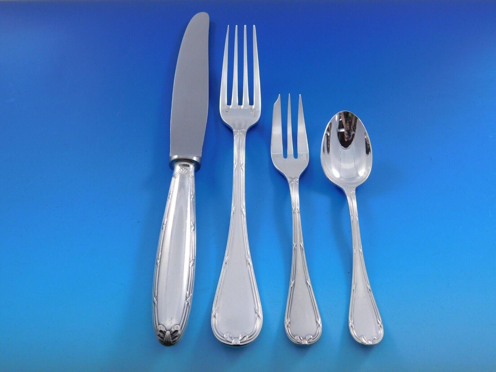 French Rubans by Christofle Silverplate Flatware Service 12 Set 171 pcs France Dinner