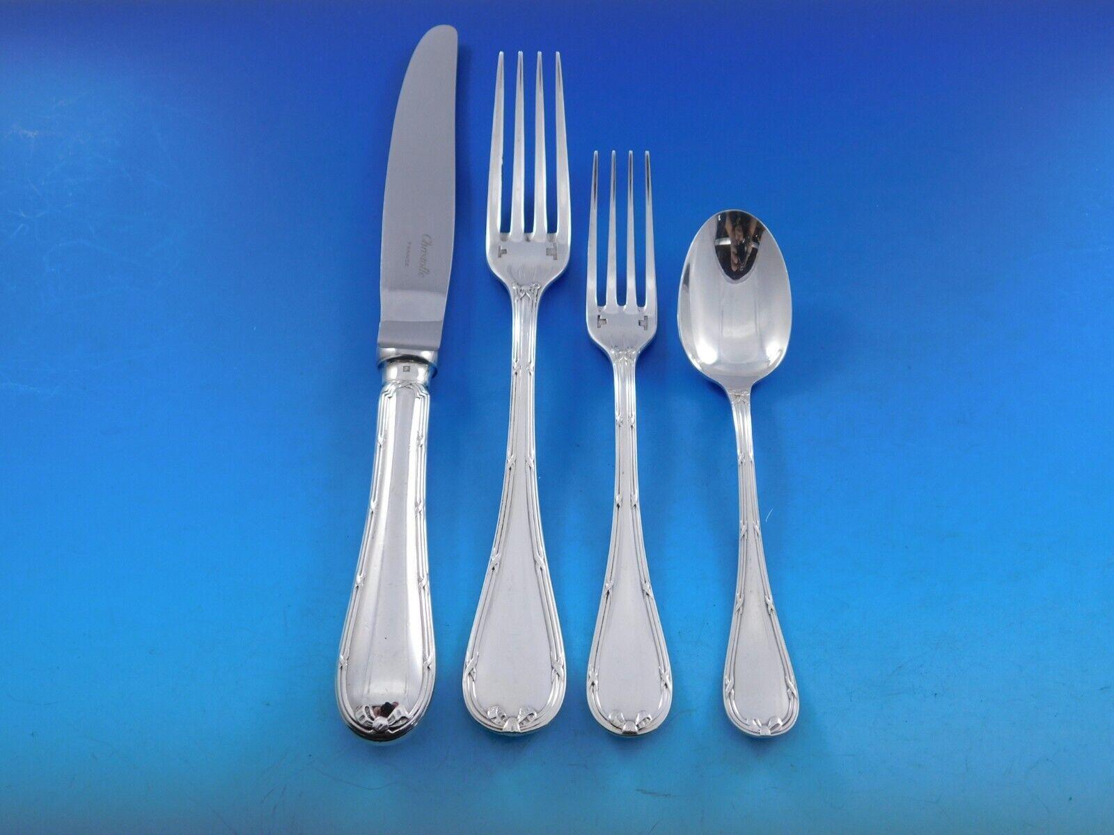 With a dedication to perfection and quality, Christofle flatware creations unite craftsmanship and modern technique, resulting in flatware to be handed down through generations. 
Created in 1907, Rubans is characterized by symmetrical ornamentation