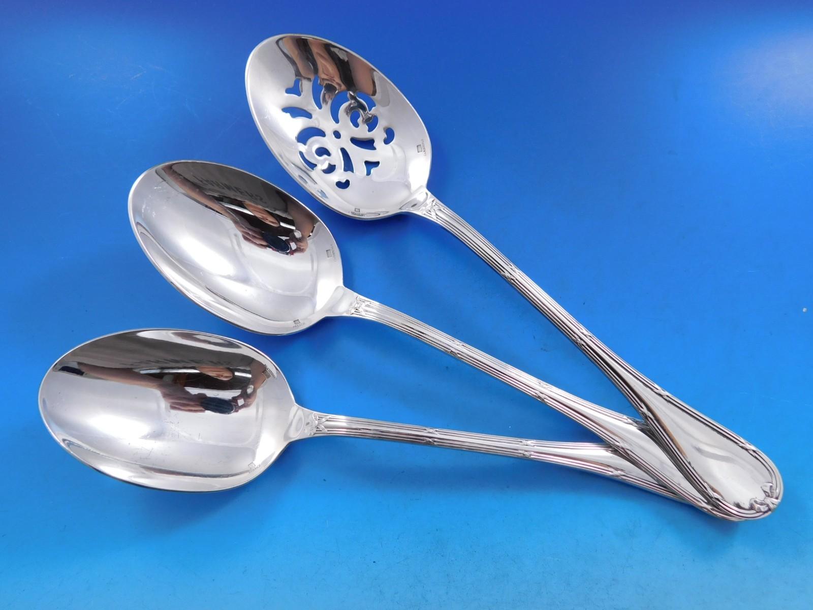 20th Century Rubans by Christofle Silverplate Flatware Service Set 363 pcs France Dinner Size For Sale