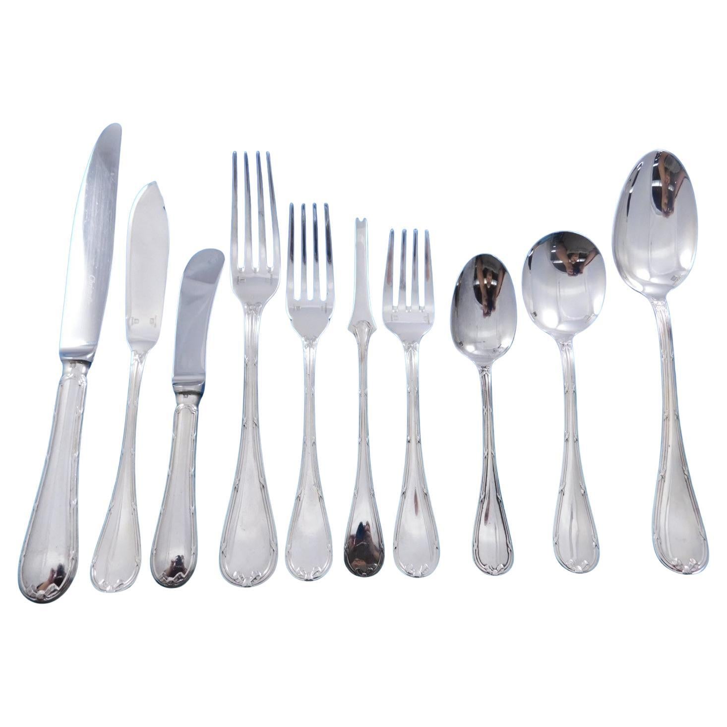 Rubans by Christofle Silverplate Flatware Service Set 363 pcs France Dinner Size For Sale