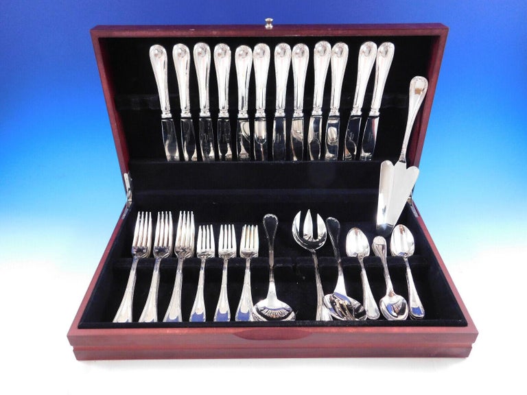 Rubans by Christofle Silverplate Flatware Service Set 53 pcs France Dinner Size For Sale at 1stDibs