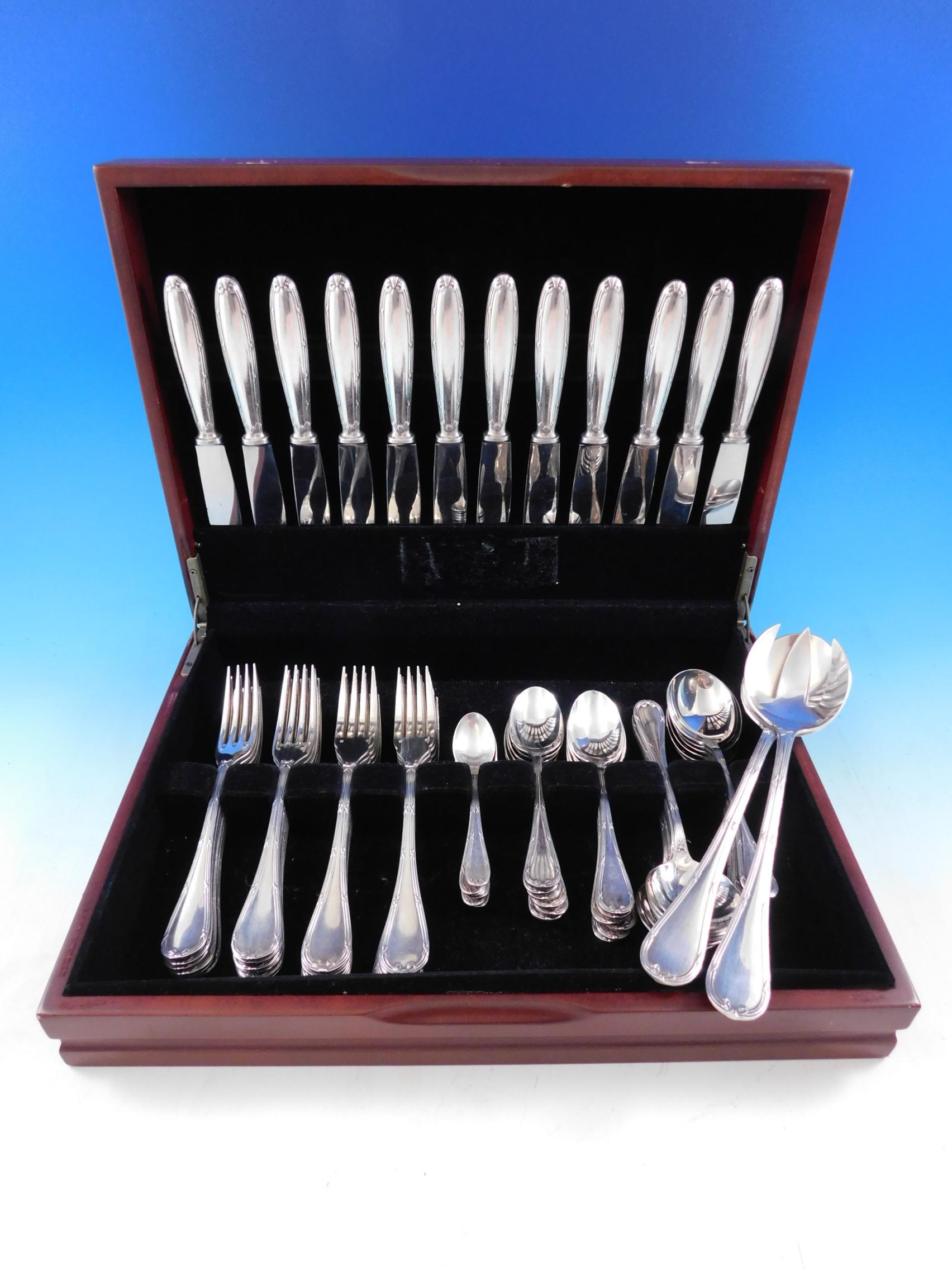 With a dedication to perfection and quality, Christofle flatware creations unite craftsmanship and modern technique, resulting in flatware to be handed down through generations. Created in 1907, Rubans is characterized by symmetrical ornamentation