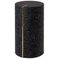 Rubber and Black Concrete CYL Side Table with Brass Inlay by Slash Objects