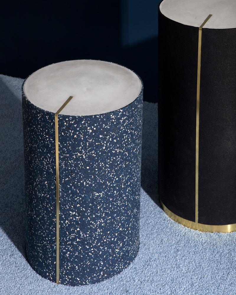 Rubber and Concrete CYL Side Table with Brass Inlay by Slash Objects For Sale 3