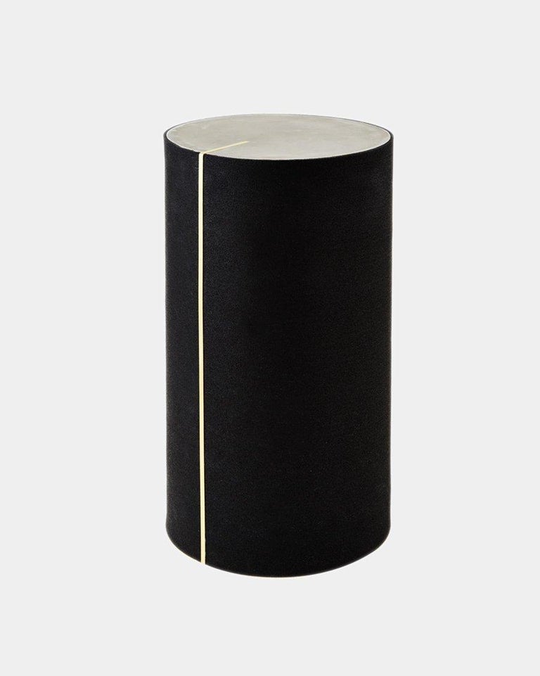 American Rubber and Concrete CYL Side Table with Brass Inlay by Slash Objects For Sale