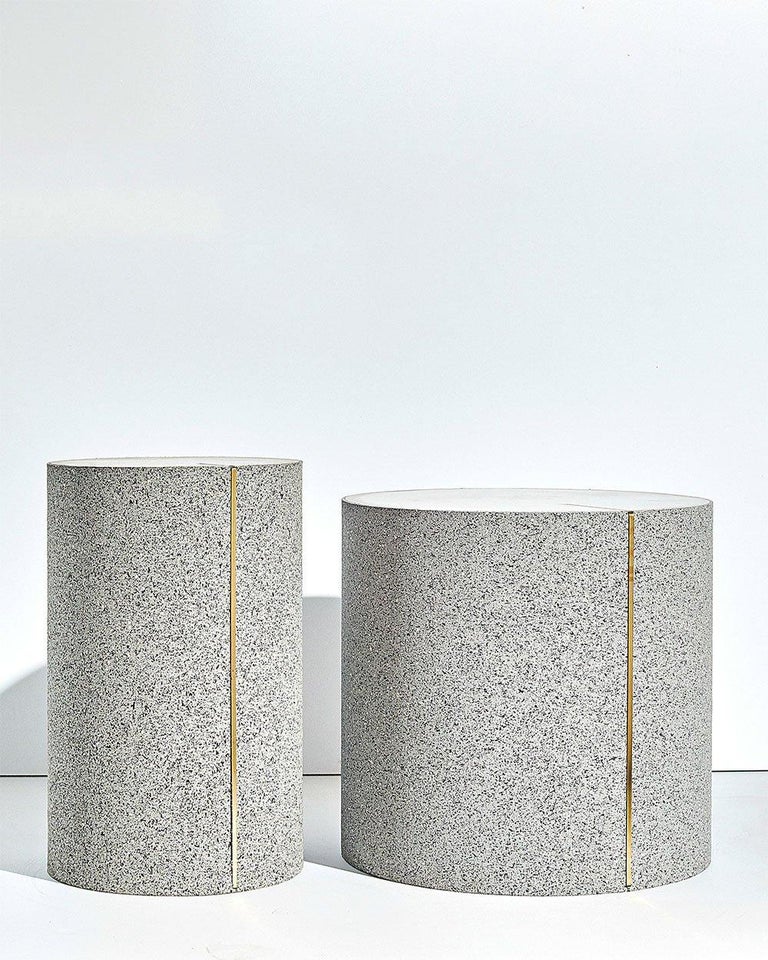 Rubber and Concrete CYL Side Table with Brass Inlay by Slash Objects For Sale 2