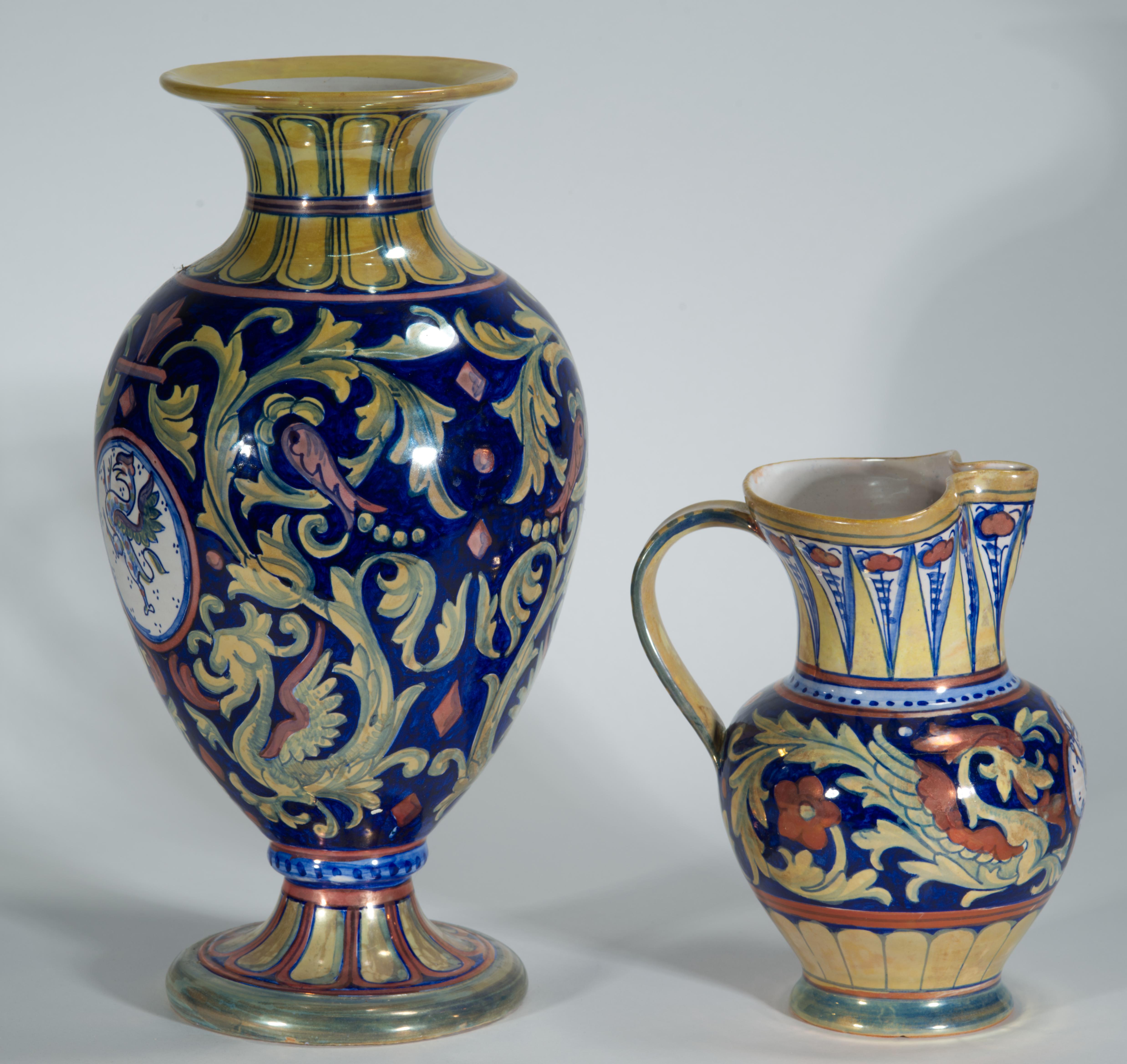 Rubboli Lustre Majolica Pitcher Vase Mythical Beasts Decor For Sale 3