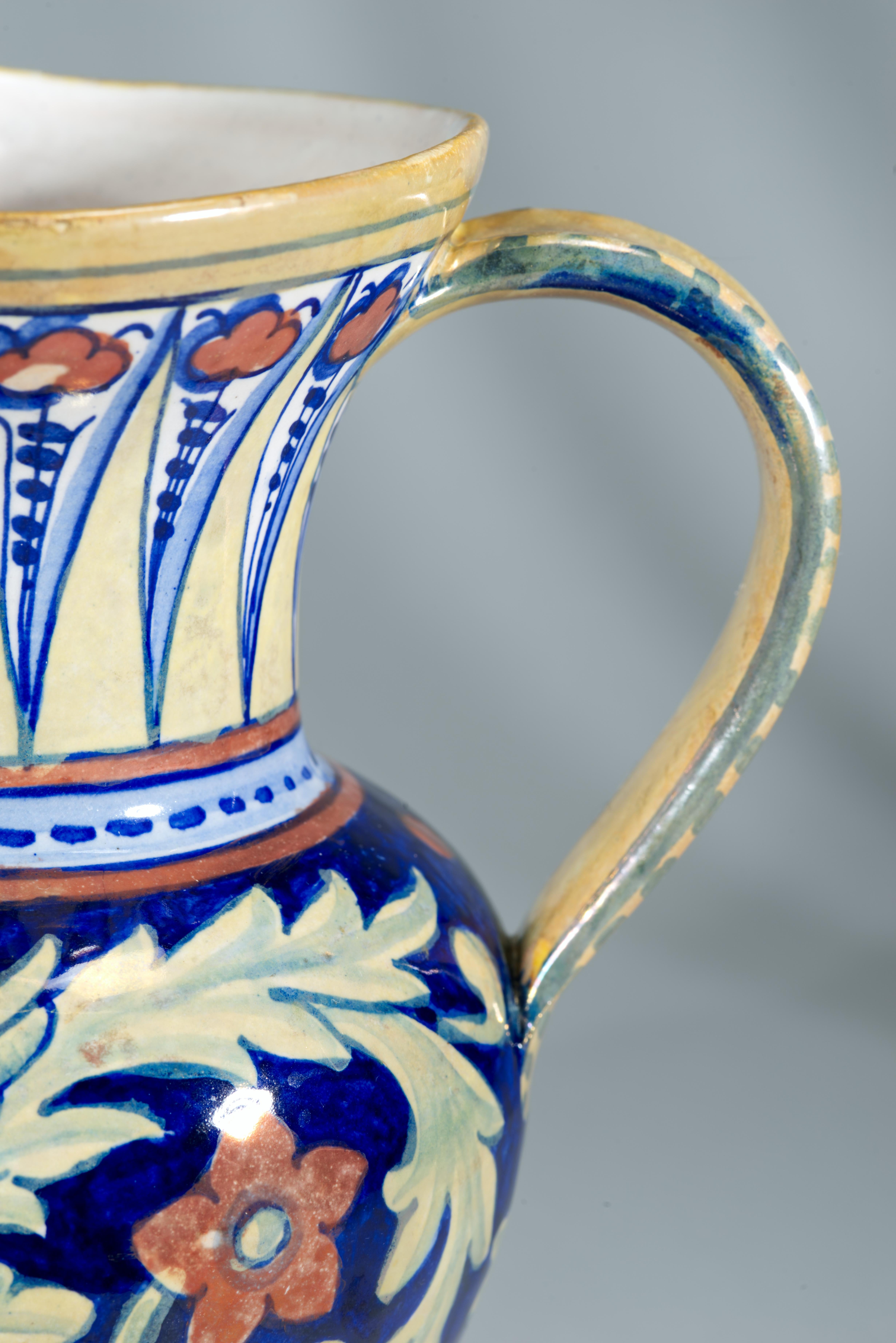Rubboli Lustre Majolica Pitcher Vase Mythical Beasts Decor For Sale 1