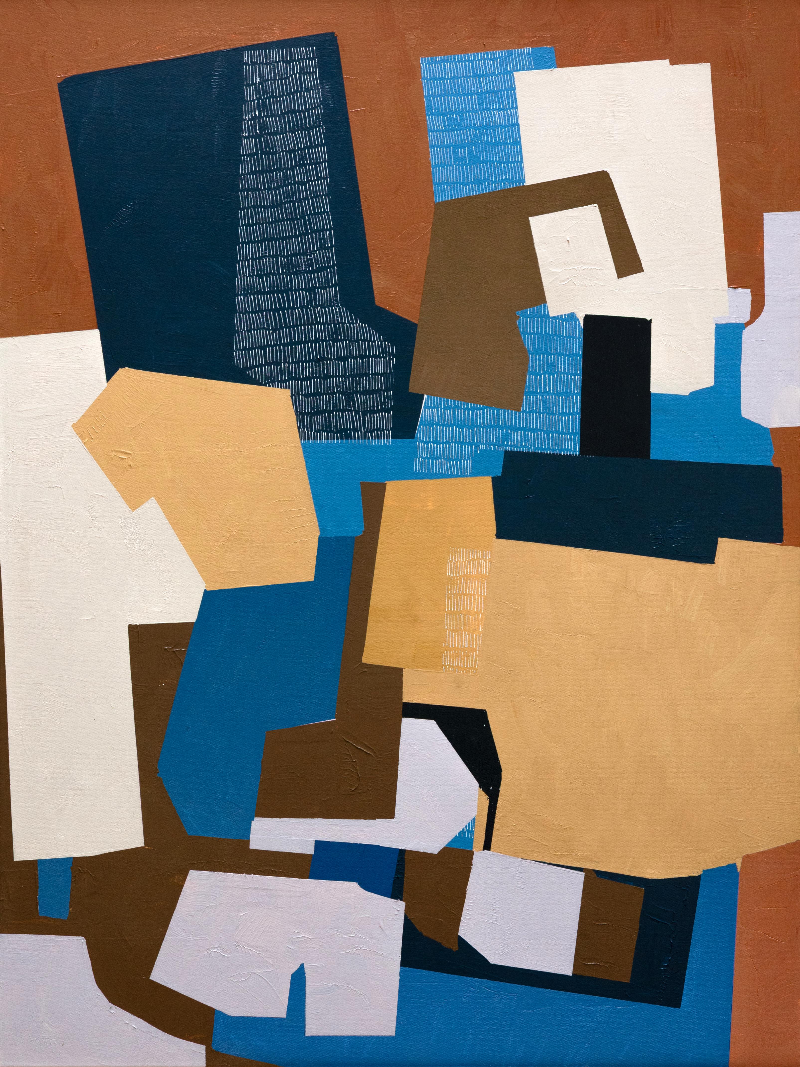 Dānsa: Abstraktes geometrisches Gemälde, Acryl auf Leinwand, 2010er, Neu, 48x36