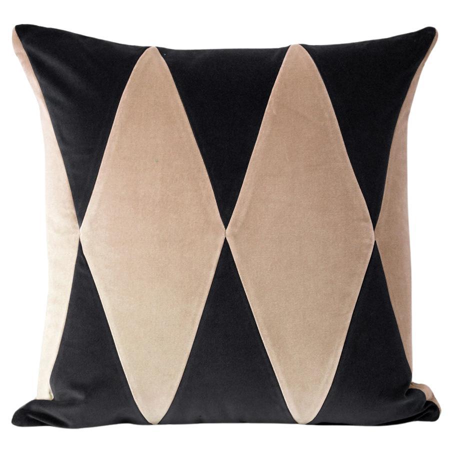 Coussin décoratif Deluxe fait main Rubelita Black and Cappuccino Velvet