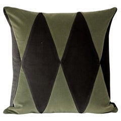 Rubelita Black and Dry Green Velvet Deluxe Handmade Decorative Pillow