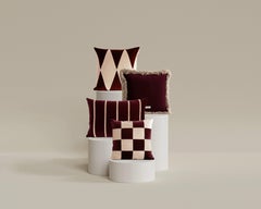 Rubelita Burgundy and Pink Velvet Deluxe Handmade Decorative Pillow