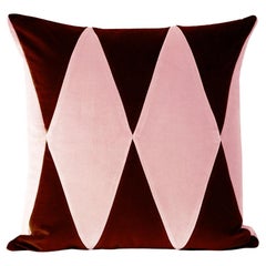 Rubelita Burgundy and Pink Velvet Deluxe Handmade Decorative Pillow