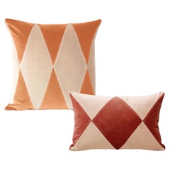 RUBELITA Camel and Brick - Set of 2 Velvet Deluxe Handmade Decorative Pillows