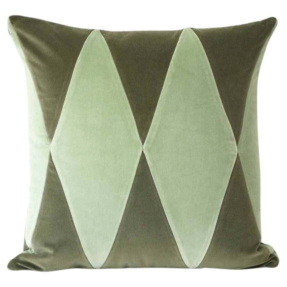 Rubelita Green Velvet Deluxe Handmade Decorative Pillow For Sale
