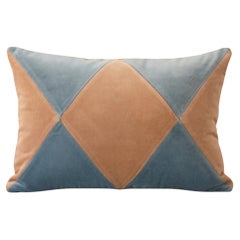 Rubelita II Blue & Cappuccino Velvet Deluxe Handmade Decorative Pillow