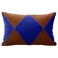 Rubelita II Brown & Cobalt Blue Velvet Deluxe Handmade Decorative Cushion
