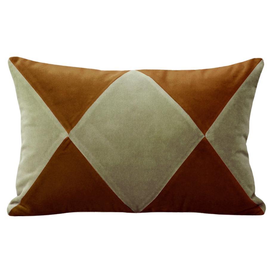 Cuscino decorativo Rubelita II in velluto marrone e verde secco deluxe realizzato a mano