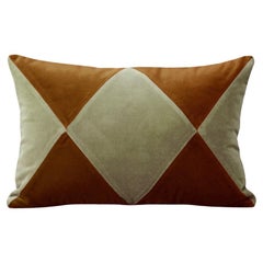 Cuscino decorativo Rubelita II in velluto marrone e verde secco deluxe realizzato a mano