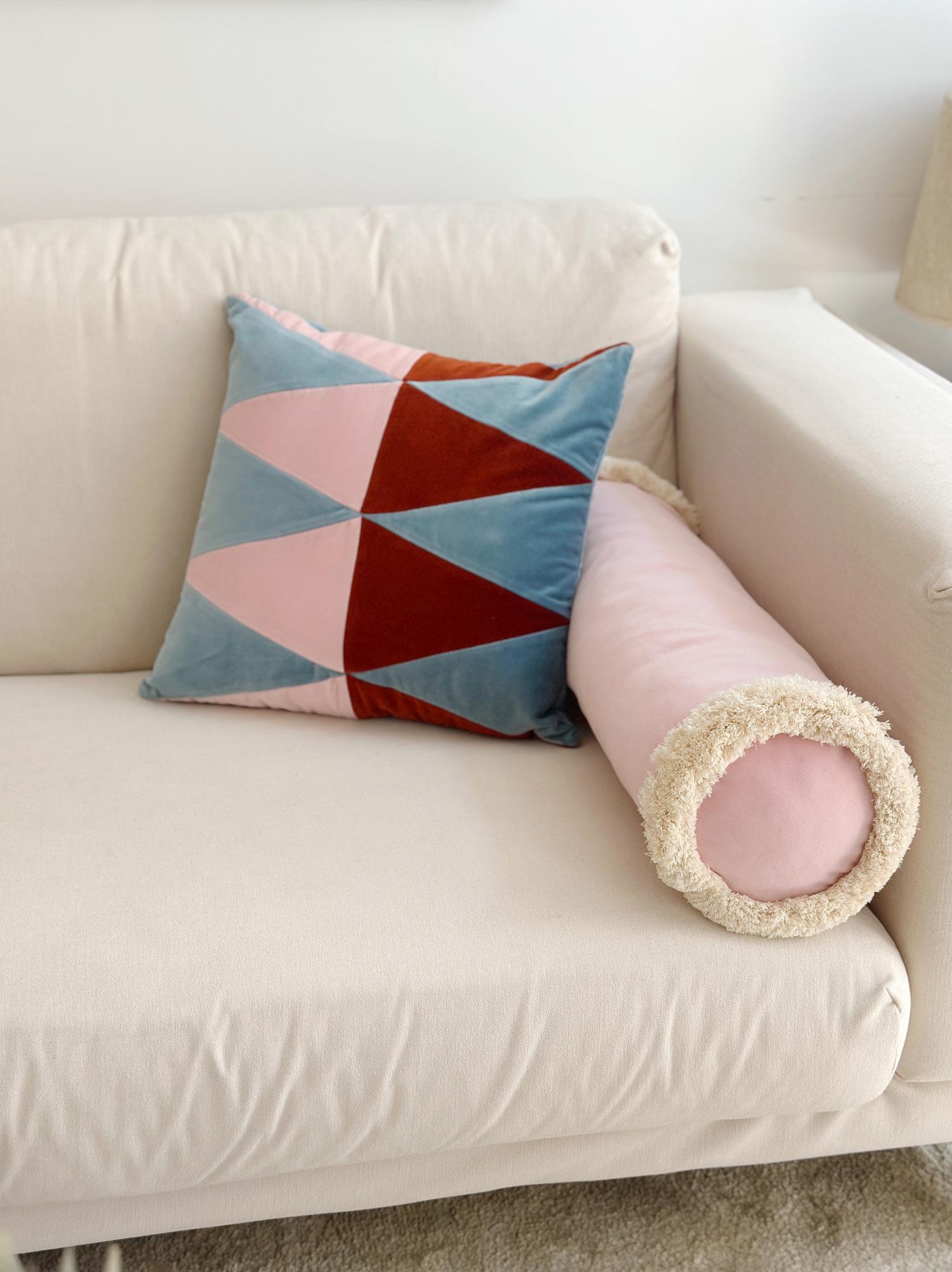 Cuscino decorativo Rubelita II Dry verde e bianco in velluto deluxe fatto a mano in vendita 4