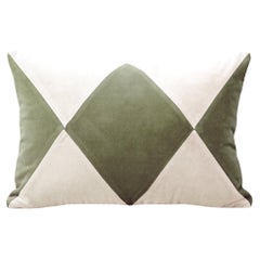 Cuscino decorativo Rubelita II Dry verde e bianco in velluto deluxe fatto a mano