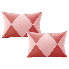 Ensemble de 2 coussins décoratifs Deluxe faits à la main Rubelita II rose et rose