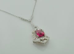 Rubelite and Diamond Necklace in 18 Karat White Gold