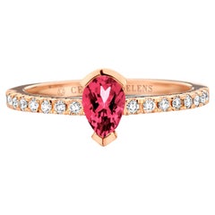 Bague de fiançailles en or rose avec rubelite et diamant