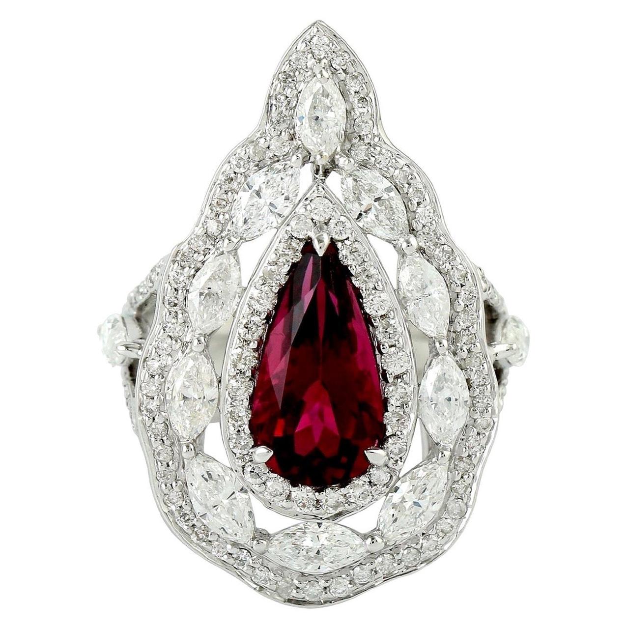 For Sale:  Rubelite Diamond 18 Karat Gold Ring