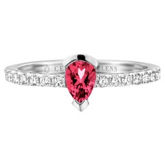 Bague de fiançailles en or blanc avec diamant en rubelite