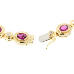 Rubelite Diamond Yellow Gold Statement Necklace
