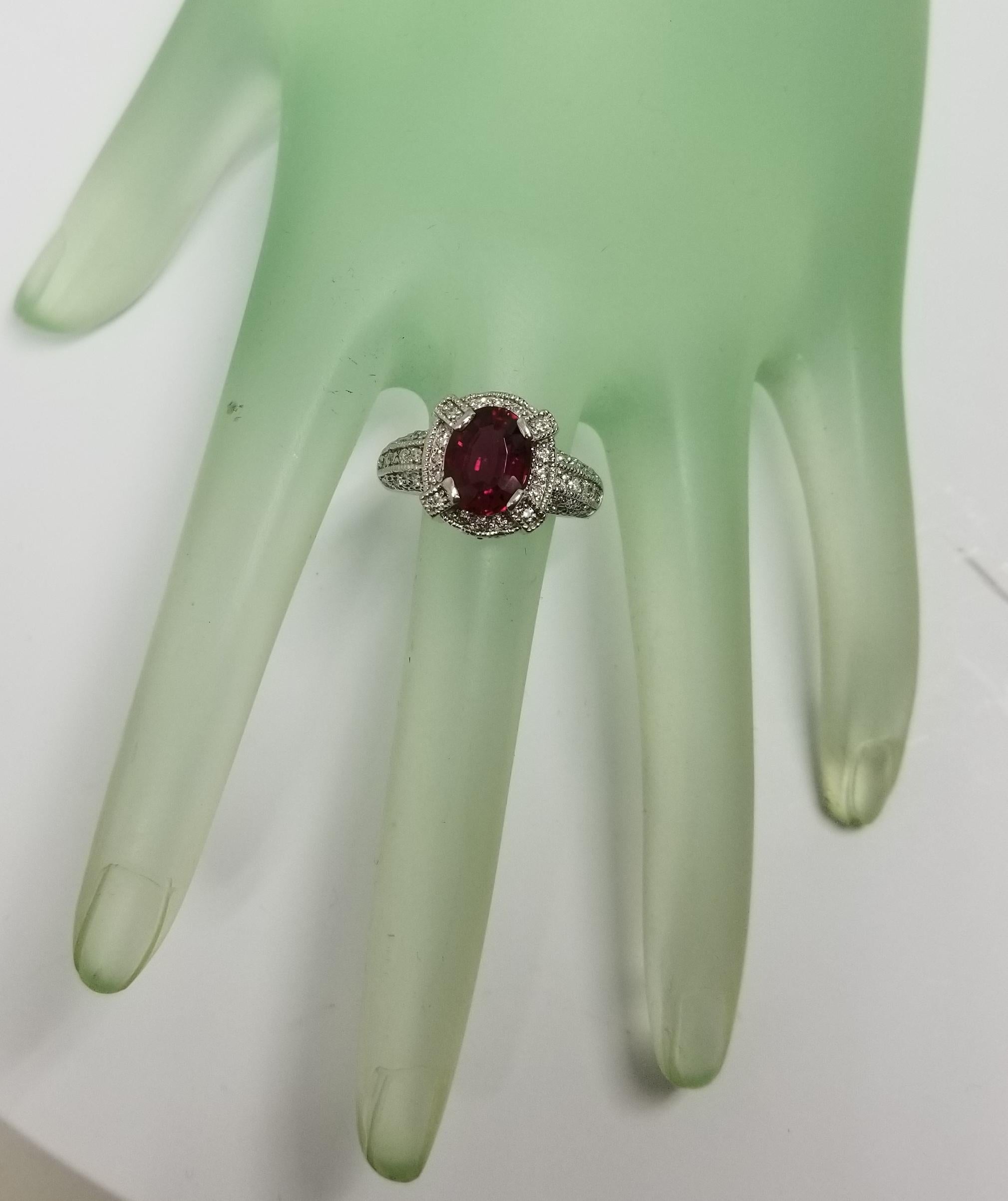 Women's or Men's Rubelite Tourmaline and Diamond Ring For Sale