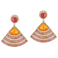 Goshwara Rubelite And Mandarin Garnet With Pink Sapphire Earrings